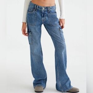 Aeropostale Flare Mid-Rise Cargo Washed Jeans Size 6R